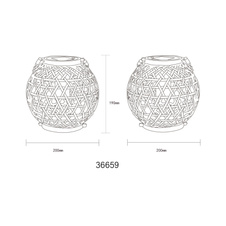 Solární svítidlo, imitace rzi, přírodní konopí, vypínač, ohnivý efekt, baterie AA 300mAh 1,2V, IP44, kulaté svítidlo k zavěšení nebo postavení, ø:20cm, V:36cm, včetně 12xLED 0,024W 3V 1800K