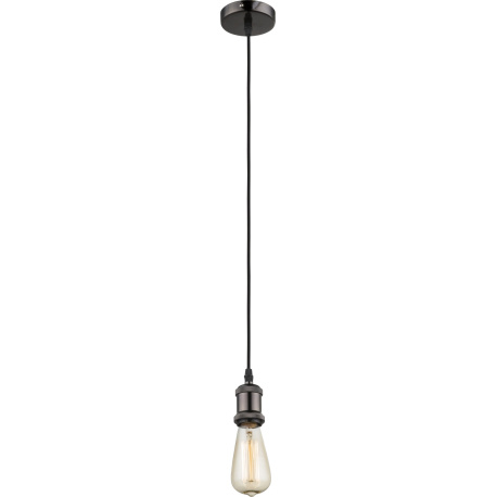 Závěsné svítidlo, černý chrom, černá textílie, Ø 100, V:1100, bez žárovky 1xE27, max. 60W 230V.