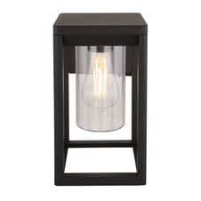 Venkovní, nástěnné svítidlo, hliník, černý matný, plast průhledný, IP44, ŠxV: 15x27cm, H:17cm, bez 1xE27 LED 15W 230V