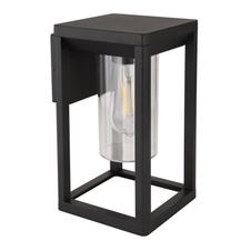 Venkovní, nástěnné svítidlo, hliník, černý matný, plast průhledný, IP44, ŠxV: 15x27cm, H:17cm, bez 1xE27 LED 15W 230V