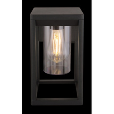 Venkovní, nástěnné svítidlo, hliník, černý matný, plast průhledný, IP44, ŠxV: 15x27cm, H:17cm, bez 1xE27 LED 15W 230V