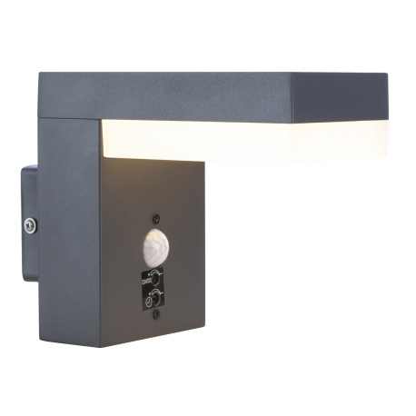 Venkovní svítidlo, nerez antracit, plast opál bílý, IP44, senzor 90 °, 2-8 metrů, V:max. 2,5m, ŠxV: 10x115cm, H:19cm, včetně 1xLED 9,5W 230V, 800lm, 3000K
