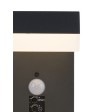 Venkovní svítidlo, nerez antracit, plast opál bílý, IP44, senzor 90 °, 2-8 metrů, V:max. 2,5m, ŠxV: 10x115cm, H:19cm, včetně 1xLED 9,5W 230V, 800lm, 3000K