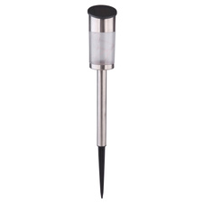 Solární svítidlo nerezová ocel, plast satinovaný, součástí balení dobíjecí baterie AAA 100mAh 1,2V, IP44, Ø55mm, V:390mm, v balení 2 kusy, vč. 10x LED 0,06W 3V, 3000K
