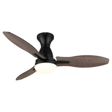 Stropní ventilátor, kov černý, plast bílý, imitace dřeva, několik úrovní nástěnným vypínačem, paměť, časovač, dálkové ovládání, 25m², otáčení ve dvou směrech, ø: 1070mm, V: 325mm, LED 22W 230V, zdroj 2890lm, výkon 2453lm, CCT 3000/4500/6000K