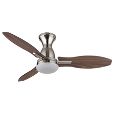 Stropní ventilátor, kov nikl, plast imitace dřeva, více rychlostí nástěnným vypínačem, paměťová funkce, časovač, dálkové ovládání, 25m², otáčení ve 2 směrech, ø: 1070mm, V: 325mm, LED 22W 230V, zdroj 2890lm, výkon 2453lm, CCT3000/4500/6000K