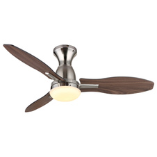 Stropní ventilátor, kov nikl, plast imitace dřeva, více rychlostí nástěnným vypínačem, paměťová funkce, časovač, dálkové ovládání, 25m², otáčení ve 2 směrech, ø: 1070mm, V: 325mm, LED 22W 230V, zdroj 2890lm, výkon 2453lm, CCT3000/4500/6000K
