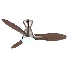 Stropní ventilátor, kov nikl, plast imitace dřeva, více rychlostí nástěnným vypínačem, paměťová funkce, časovač, dálkové ovládání, 25m², otáčení ve 2 směrech, ø: 1070mm, V: 325mm, LED 22W 230V, zdroj 2890lm, výkon 2453lm, CCT3000/4500/6000K