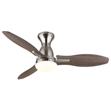 Stropní ventilátor, kov nikl, plast imitace dřeva, více rychlostí nástěnným vypínačem, paměťová funkce, časovač, dálkové ovládání, 25m², otáčení ve 2 směrech, ø: 1070mm, V: 325mm, LED 22W 230V, zdroj 2890lm, výkon 2453lm, CCT3000/4500/6000K