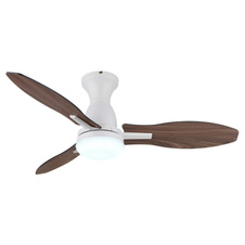 Stropní ventilátor, kov bílý, plast bílý, imitace dřeva, několik rychlostí nástěnným vypínačem, paměť, časovač, dálkové ovládání, 25m², 2 směry otáčení, ø: 1070mm, H: 325mm, LED 22W 230V, zdroj 2890lm, výkon 2453m, CCT 3000/4500/6000K