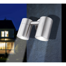 Venkovní svítidlo, nerezová ocel, sklo průhledné, nastavitelné, včetně LED 10705, IP44, ŠxV: 172x114, H: 88, včetně žárovek 2xGU10 5W 230V, 420lm, 3000K.