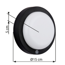 Stropní svítidlo, plast černý/bílý, dotykové zapínání/vypínání, dotykový stmívač, bez adaptéru, USB-A 2.0 - USB-C, baterie CR18650 1800mAh 3,7V, magnet pro snadnou montáž na stěnu, ø: 150mm, H: 50mm, kabel 1000mm, LED 1,2W 230V, výkon 130lm, 3000K
