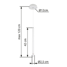 Závěsné svítidlo, bílý matný kov, saténový akryl, čirý, bílý PVC kabel, ø: 120mm, V: 1200mm, bez žárovky 1xG9 LED, max. 4W 230V