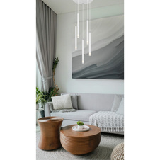 Závěsné svítidlo, bílý matný kov, saténový akryl, čirý, bílý PVC kabel, ø: 120mm, V: 1200mm, bez žárovky 1xG9 LED, max. 4W 230V
