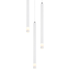 Závěsné svítidlo, kov bílý mat, akryl satén, čirý, PVC kabel bílý, výškově nastavitelné, ø: 240mm, V: 1200mm, bez žárovek 3xG9 LED, max. 4W 230V