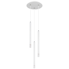Závěsné svítidlo, kov bílý mat, akryl satén, čirý, PVC kabel bílý, výškově nastavitelné, ø: 240mm, V: 1200mm, bez žárovek 3xG9 LED, max. 4W 230V