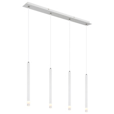 Závěsné svítidlo, kov bílý matný, akrylový saténový povrch, čirý, kabel PVC bílý, DxŠxV: 760x80x1200mm, bez žárovek 4xG9 LED, max. 4W 230V