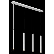 Závěsné svítidlo, kov bílý matný, akrylový saténový povrch, čirý, kabel PVC bílý, DxŠxV: 760x80x1200mm, bez žárovek 4xG9 LED, max. 4W 230V