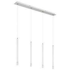 Závěsné svítidlo, kov bílý matný, akrylový saténový povrch, čirý, kabel PVC bílý, DxŠxV: 760x80x1200mm, bez žárovek 4xG9 LED, max. 4W 230V