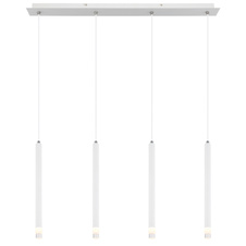 Závěsné svítidlo, kov bílý matný, akrylový saténový povrch, čirý, kabel PVC bílý, DxŠxV: 760x80x1200mm, bez žárovek 4xG9 LED, max. 4W 230V