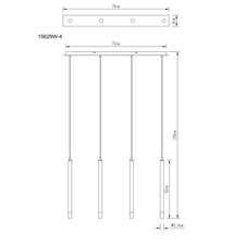 Závěsné svítidlo, kov bílý matný, akrylový saténový povrch, čirý, kabel PVC bílý, DxŠxV: 760x80x1200mm, bez žárovek 4xG9 LED, max. 4W 230V