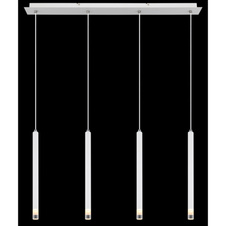 Závěsné svítidlo, kov bílý matný, akrylový saténový povrch, čirý, kabel PVC bílý, DxŠxV: 760x80x1200mm, bez žárovek 4xG9 LED, max. 4W 230V
