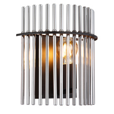 Nástěnné svítidlo, černý matný kov, tyče z kouřového skla, šxv: 250x260mm, v: 125mm, bez žárovky 1xE27, max. 60W 230V