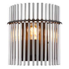 Nástěnné svítidlo, černý matný kov, tyče z kouřového skla, šxv: 250x260mm, v: 125mm, bez žárovky 1xE27, max. 60W 230V