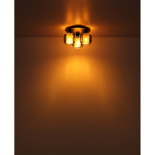 Stropní svítidlo, černý matný kov, kouřové sklo, bílé, ø: 370mm, V: 190mm, bez žárovek 3xE27, max. 25W 230V