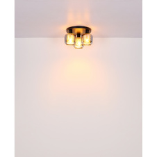Stropní svítidlo, černý matný kov, kouřové sklo, bílé, ø: 370mm, V: 190mm, bez žárovek 3xE27, max. 25W 230V