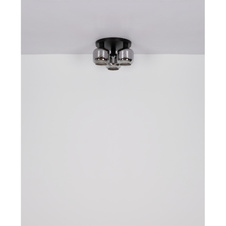 Stolní lampa, černý matný kov, kouřové sklo, bílá, černý PVC kabel, kolébkový vypínač na kabelu, ø: 140mm, V: 170mm, délka kabelu 1500mm, bez žárovky 1xE27, max. 25 W 230 V