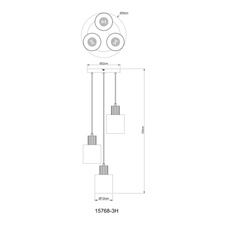 Závěsné svítidlo, matný černý kov, tmavě hnědé dřevo, kouřové sklo, černý PVC kabel, výškově nastavitelné, ø: 300mm, V: 1200mm, bez žárovek 3xE27, max. 25W 230V
