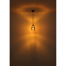 Stolní lampa, černý matný kov, tmavě hnědé dřevo, kouřové sklo, černý PVC kabel, kolébkový vypínač na kabelu, ø: 120mm, V: 210mm, délka kabelu 1500mm, bez žárovky 1xE27, max. 25W 230V