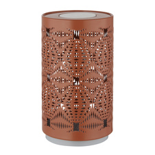 Stolní lampa, bílý plast, zlatý kov, dekorativní perforace, dotykový a krokový spínač, RGB měnič barev a fixace, bez adaptéru, USB-C - USB-C, 2h nabíjení, 6h svícení, ø: 80mm, V: 140mm, délka kabelu 800mm, LED 1W 230V, výkon 15lm, barva+6000K