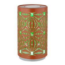 Stolní lampa, bílý plast, zlatý kov, dekorativní perforace, dotykový a krokový spínač, RGB měnič barev a fixace, bez adaptéru, USB-C - USB-C, 2h nabíjení, 6h svícení, ø: 80mm, V: 140mm, délka kabelu 800mm, LED 1W 230V, výkon 15lm, barva+6000K