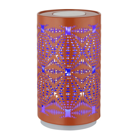 Stolní lampa, bílý plast, zlatý kov, dekorativní perforace, dotykový a krokový spínač, RGB měnič barev a fixace, bez adaptéru, USB-C - USB-C, 2h nabíjení, 6h svícení, ø: 80mm, V: 140mm, délka kabelu 800mm, LED 1W 230V, výkon 15lm, barva+6000K