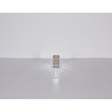 Stolní lampa, plastová bílá, kovová bílá, dekorativní děrování, dotykový a krokový spínač, RGB měnič barev a fixace, bez adaptéru, USB-C - USB-C, nabíjí se 2h, svítí 6h, ø: 80mm, V: 140mm, délka kabelu 800mm, LED 1W 230V, výkon 15lm, barva+6000K