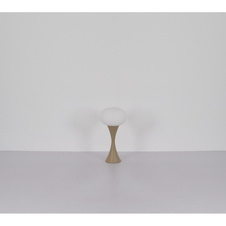 Stolní lampa, kov nikl mat, bílé sklo, černý PVC kabel, kolébkový vypínač na kabelu, ø: 180mm, V: 369mm, délka kabelu 1500mm, bez žárovky 1xE14, max. 25 W 230 V