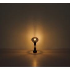 Stolní lampa, černý matný kov, kouřové sklo, černý PVC kabel, kolébkový vypínač na kabelu, ø: 180mm, V: 369mm, délka kabelu 1500mm, bez žárovky 1xE14, max. 25W 230V