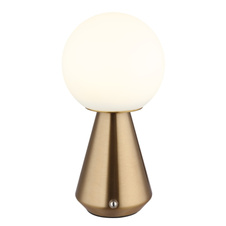 Stolní lampa, kov měď, akryl bílý, PVC kabel bílý 800mm, dotykový spínač, plynulá regulace stmívání, fixace barev, paměťová funkce, bez adaptéru, USB-A 2.0 - USB-C, IP41, ø: 120mm, V: 235mm, LED 1,5W 230V, výkon 140lm, CCT 3000/6500/4500K