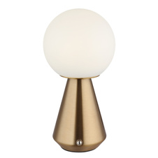 Stolní lampa, kov měď, akryl bílý, PVC kabel bílý 800mm, dotykový spínač, plynulá regulace stmívání, fixace barev, paměťová funkce, bez adaptéru, USB-A 2.0 - USB-C, IP41, ø: 120mm, V: 235mm, LED 1,5W 230V, výkon 140lm, CCT 3000/6500/4500K