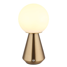 Stolní lampa, kov měď, akryl bílý, PVC kabel bílý 800mm, dotykový spínač, plynulá regulace stmívání, fixace barev, paměťová funkce, bez adaptéru, USB-A 2.0 - USB-C, IP41, ø: 120mm, V: 235mm, LED 1,5W 230V, výkon 140lm, CCT 3000/6500/4500K