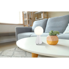 Stolní lampa, kov bílý, akryl bílý, PVC kabel bílý 800mm, dotykový spínač, plynulá regulace stmívání, fixace barev, paměťová funkce, bez adaptéru, USB-A 2.0 - USB-C, IP41, ø: 120mm, V: 235mm, LED 1,5W 230V, výkon 140lm, CCT 3000/6500/4500K