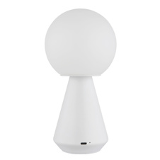 Stolní lampa, kov bílý, akryl bílý, PVC kabel bílý 800mm, dotykový spínač, plynulá regulace stmívání, fixace barev, paměťová funkce, bez adaptéru, USB-A 2.0 - USB-C, IP41, ø: 120mm, V: 235mm, LED 1,5W 230V, výkon 140lm, CCT 3000/6500/4500K