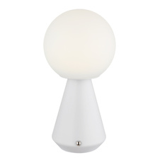 Stolní lampa, kov bílý, akryl bílý, PVC kabel bílý 800mm, dotykový spínač, plynulá regulace stmívání, fixace barev, paměťová funkce, bez adaptéru, USB-A 2.0 - USB-C, IP41, ø: 120mm, V: 235mm, LED 1,5W 230V, výkon 140lm, CCT 3000/6500/4500K