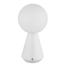 Stolní lampa, kov bílý, akryl bílý, PVC kabel bílý 800mm, dotykový spínač, plynulá regulace stmívání, fixace barev, paměťová funkce, bez adaptéru, USB-A 2.0 - USB-C, IP41, ø: 120mm, V: 235mm, LED 1,5W 230V, výkon 140lm, CCT 3000/6500/4500K