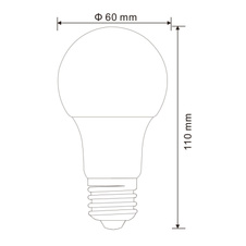 LED žárovka, opál, AGL vlákna, Ø60, V:110, 1xE27 9W 230V, 810lm, 3000K.