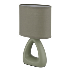 Stolní lampa, keramika světle zelená, textil světle zelený, PVC kabel bílý, kolébkový vypínač na kabelu, DxŠxV: 170x100x300mm, délka kabelu 1300mm, bez žárovky 1xE14, max. 40W 230V