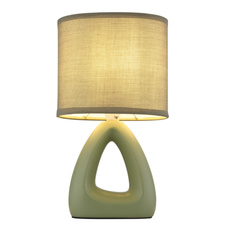 Stolní lampa, keramika světle zelená, textil světle zelený, PVC kabel bílý, kolébkový vypínač na kabelu, DxŠxV: 170x100x300mm, délka kabelu 1300mm, bez žárovky 1xE14, max. 40W 230V