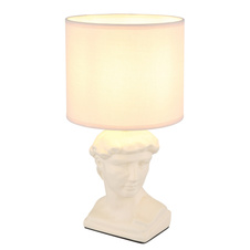 Stolní lampa, keramická kari, textil kari, PVC kabel bílý, kolébkový vypínač na kabelu, ø: 175mm, V: 330mm, délka kabelu 1300mm, bez žárovky 1xE14, max. 40W 230V
